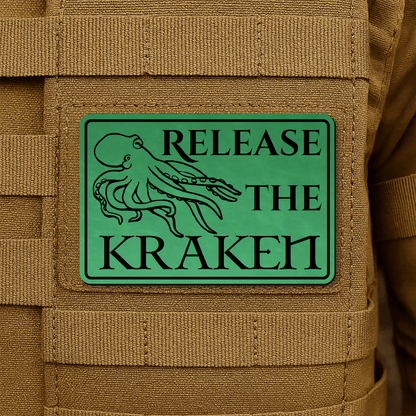 Release The Kraken Funny Nautical Morale Patch 2"x3" Hook & Loop | Made in USA - LoneStar Adhesive