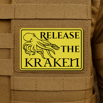 Release The Kraken Funny Nautical Morale Patch 2"x3" Hook & Loop | Made in USA - LoneStar Adhesive