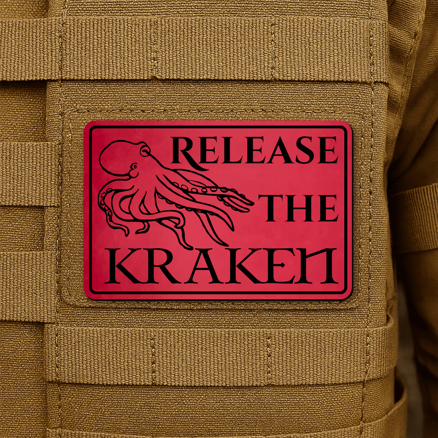 Release The Kraken Funny Nautical Morale Patch 2"x3" Hook & Loop | Made in USA - LoneStar Adhesive