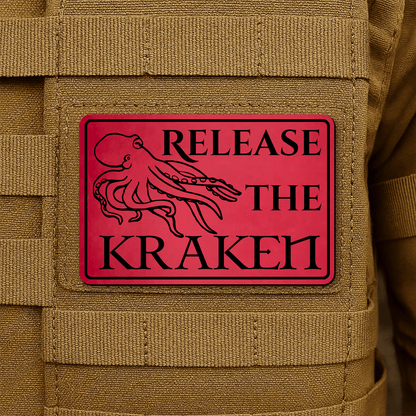 Release The Kraken Funny Nautical Morale Patch 2"x3" Hook & Loop | Made in USA - LoneStar Adhesive