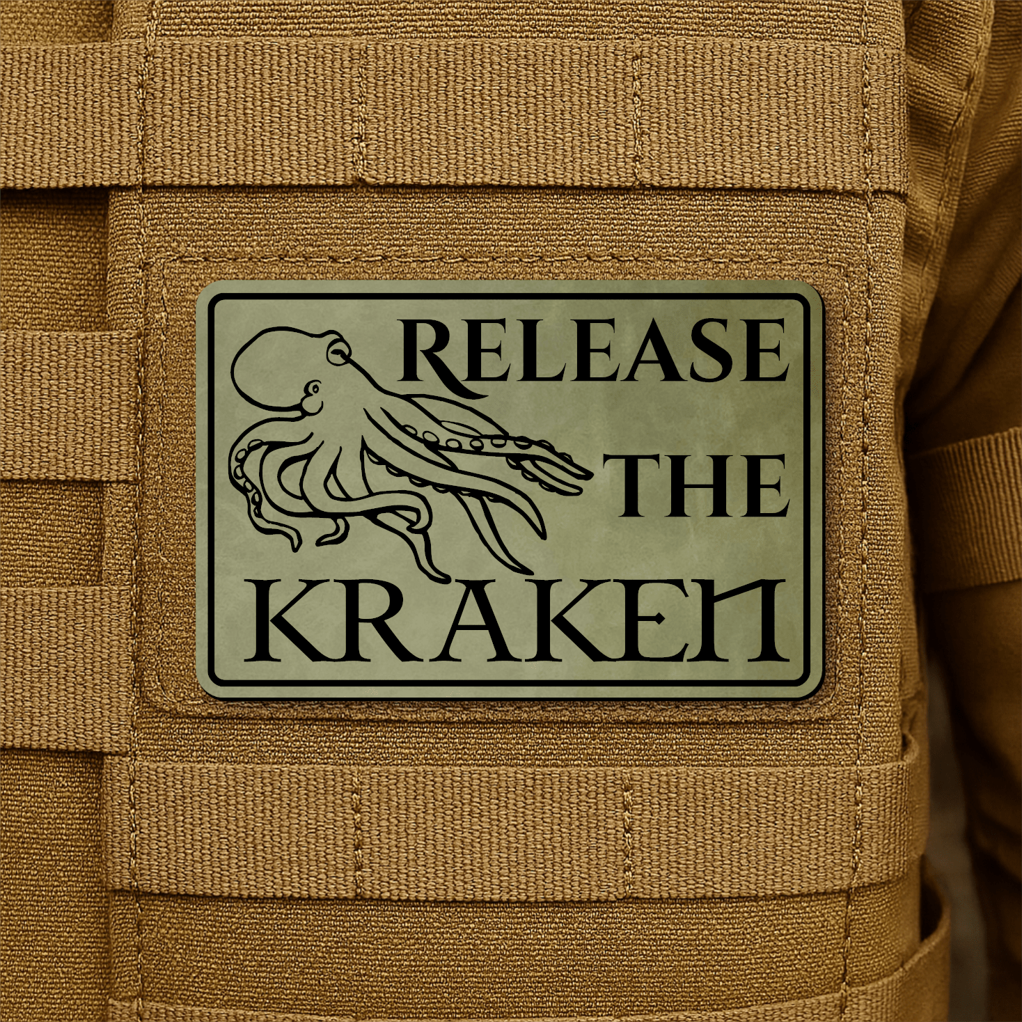 Release The Kraken Funny Nautical Morale Patch 2"x3" Hook & Loop | Made in USA - LoneStar Adhesive