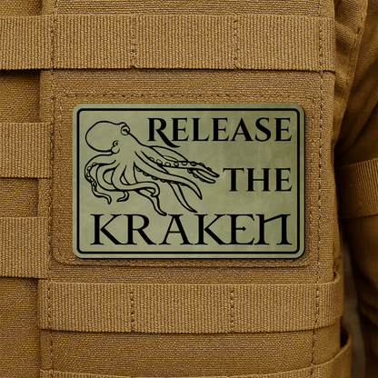 Release The Kraken Funny Nautical Morale Patch 2"x3" Hook & Loop | Made in USA - LoneStar Adhesive