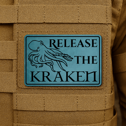 Release The Kraken Funny Nautical Morale Patch 2"x3" Hook & Loop | Made in USA - LoneStar Adhesive