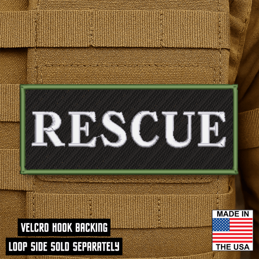 Rescue ID Plate Carrier Patch 2.5" x 6" Hook & Loop | Made in USA - LoneStar Adhesive