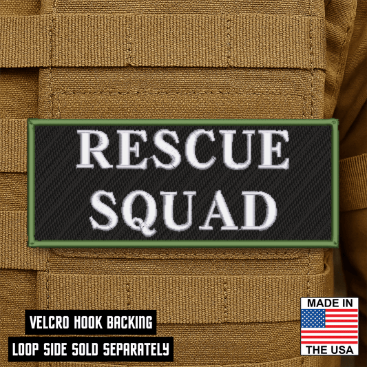 Rescue Squad ID Plate Carrier Patch 2.5" x 6" Hook & Loop | Made in USA - LoneStar Adhesive