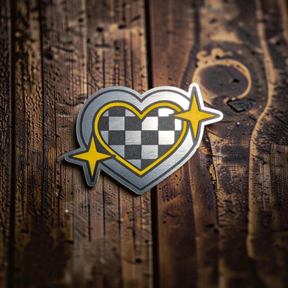 Retro Sparkle Checkered Heart Hat Patch - LoneStar Adhesive