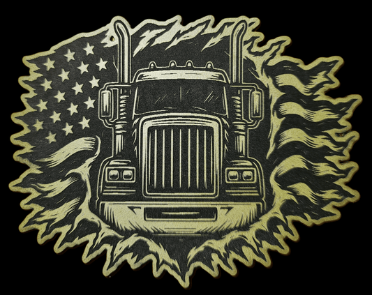 RIG Busting Through American Flag Jagged Outline - LoneStar Adhesive