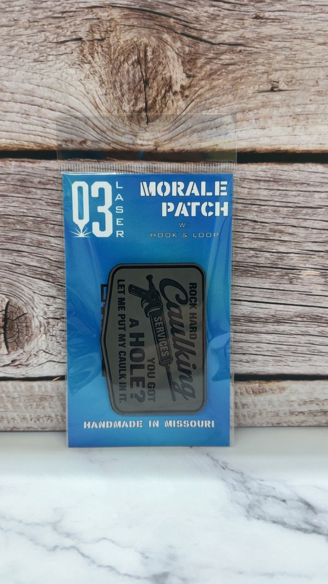 Rock Hard Caulking Services Funny Morale Patch | Made in USA | VELCRO® Brand Hook Backing - LoneStar Adhesive