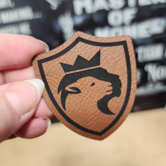 Royal Lion Crest Religious (Rawhide) Engraved Leatherette Hat Patch - MR01 - LoneStar Adhesive