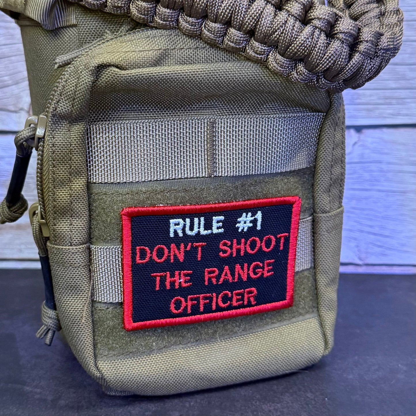 Rule 1 Don't Shoot The Range Officer Funny Morale Patch | Made in USA | VELCRO® Brand Hook Backing - LoneStar Adhesive