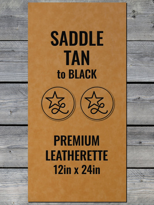 Saddle Tan / Black Durra-Bull Premium Leatherette™ Sheets (12x24) - #LoneStar Adhesive#