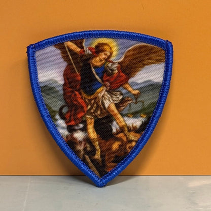 Saint Michael Shield Printed Morale Patch, 2.6x3" | VELCRO® Brand Hook Backing - #LoneStar Adhesive#