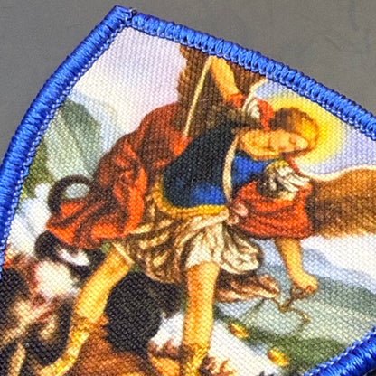 Saint Michael Shield Printed Morale Patch, 2.6x3" | VELCRO® Brand Hook Backing - #LoneStar Adhesive#