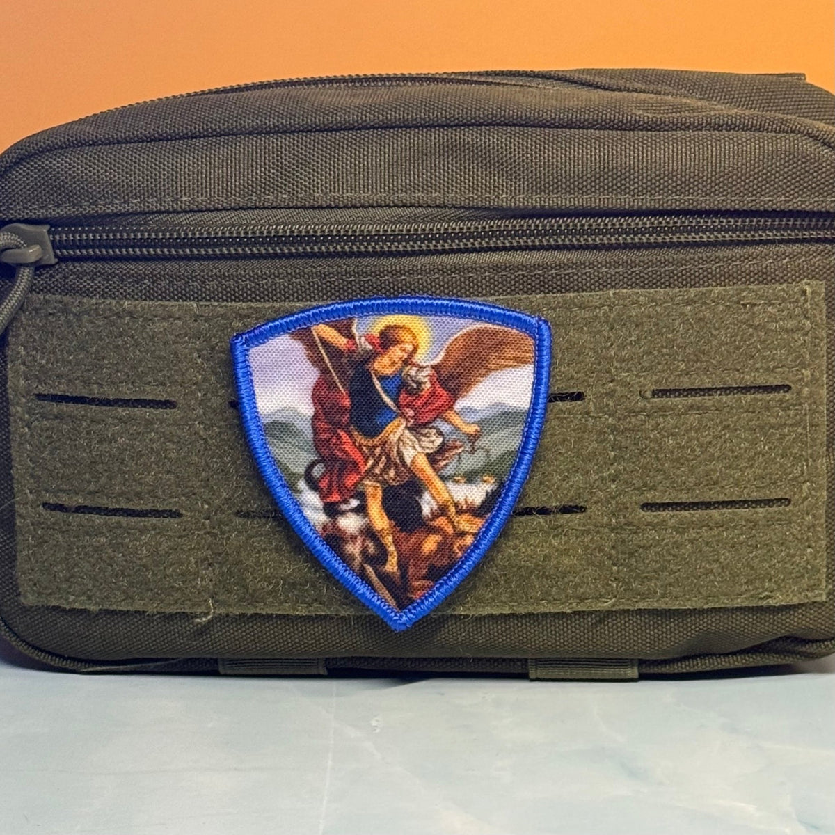 Saint Michael Shield Printed Morale Patch, 2.6x3" | VELCRO® Brand Hook Backing - #LoneStar Adhesive#