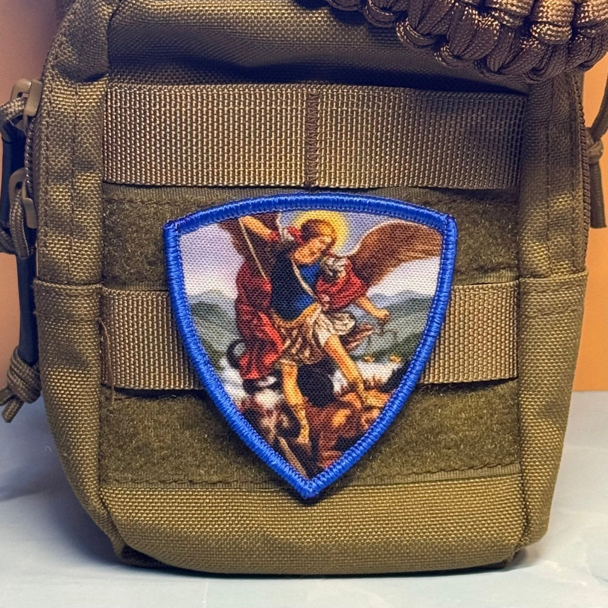 Saint Michael Shield Printed Morale Patch, 2.6x3" | VELCRO® Brand Hook Backing - #LoneStar Adhesive#