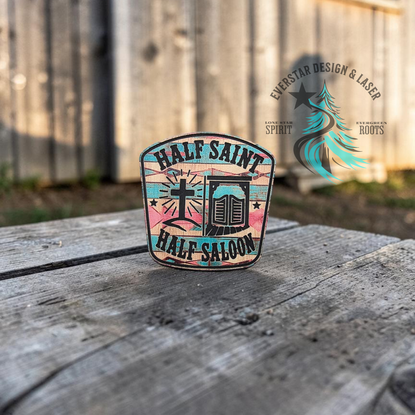 Half Saint Half Saloon UV Printed Retro Rodeo Leather Patch