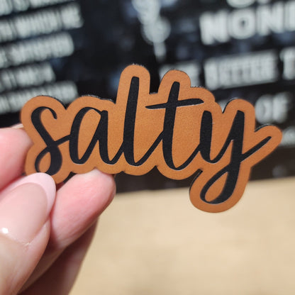 Salty Beach Engraved Leatherette Hat Patch - MR01 - LoneStar Adhesive
