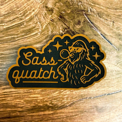 Sassquatch – Inverted – Laser Engraved Leather Patch - LoneStar Adhesive
