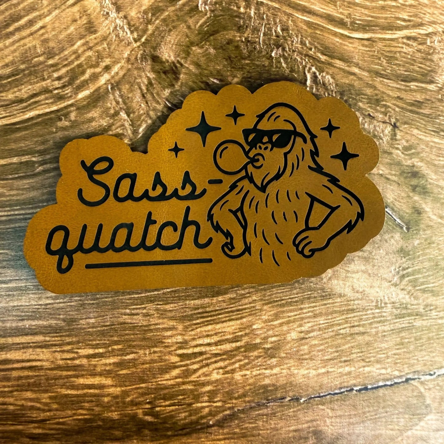 Sassquatch – Laser Engraved Leather Patch - LoneStar Adhesive