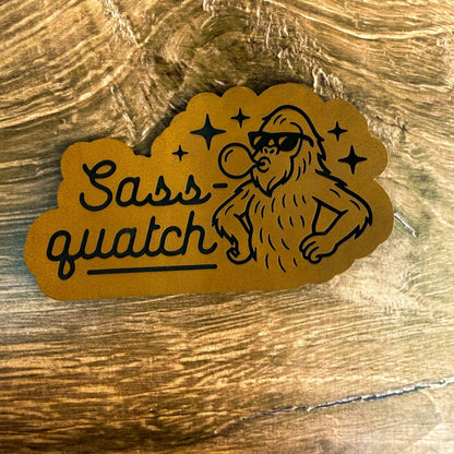 Sassquatch – Laser Engraved Leather Patch - LoneStar Adhesive