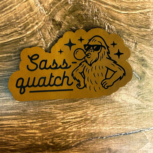 Sassquatch – Laser Engraved Leather Patch - LoneStar Adhesive