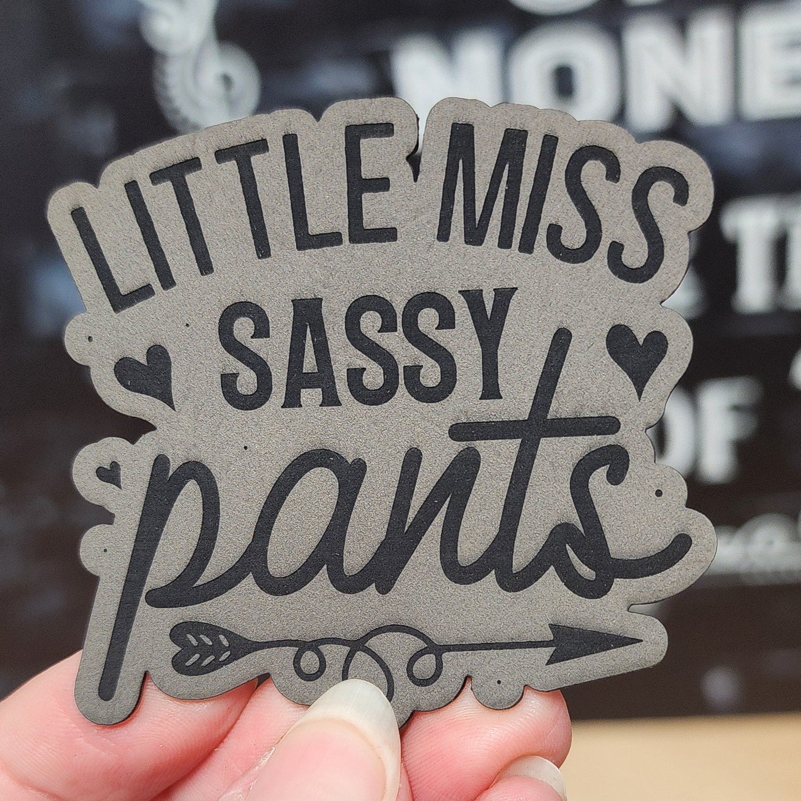 Sassy Pants (Grey) Engraved Leatherette Hat Patch - MR01 - LoneStar Adhesive
