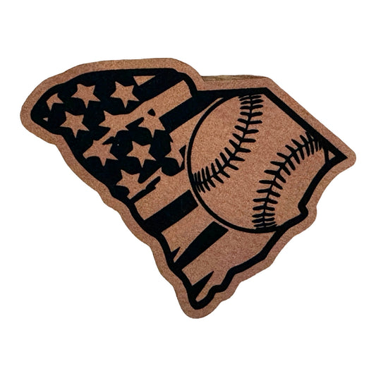 SC American Flag Baseball leatherette Patch - #LoneStar Adhesive#