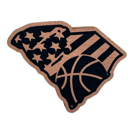 SC American Flag Basketball leatherette Patch - #LoneStar Adhesive#