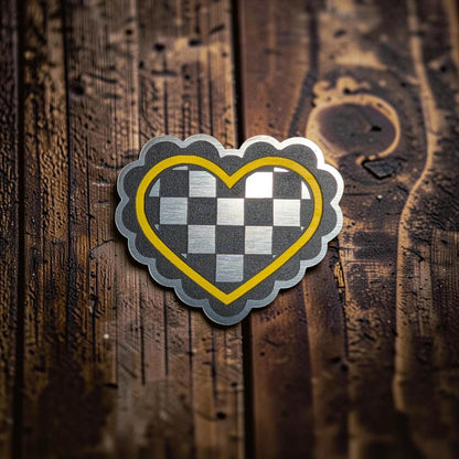 Scalloped Checkered Heart Hat Patch - LoneStar Adhesive