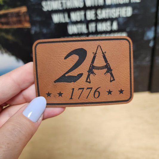 Second Amendment Engraved Leatherette Hat Patch - MR01 - LoneStar Adhesive