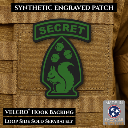 Secret Squirrel Military Division Funny Morale Patch, 2.2x3" | Made in USA | VELCRO® Brand Hook Backing
