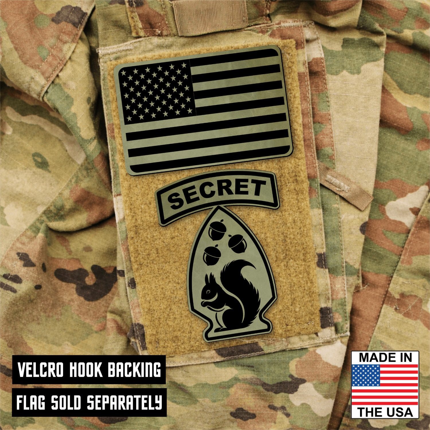 Secret Squirrel Division Morale Patch – 2.2" x 3” Hook & Loop | Made in USA - LoneStar Adhesive