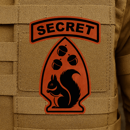 Secret Squirrel Division Morale Patch – 2.2" x 3” Hook & Loop | Made in USA - LoneStar Adhesive