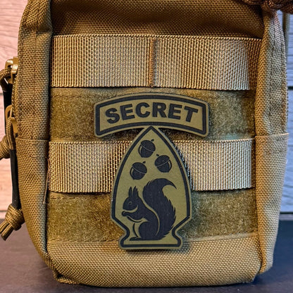 Secret Squirrel Military Division Funny Morale Patch, 2.2x3" | Made in USA | VELCRO® Brand Hook Backing - LoneStar Adhesive