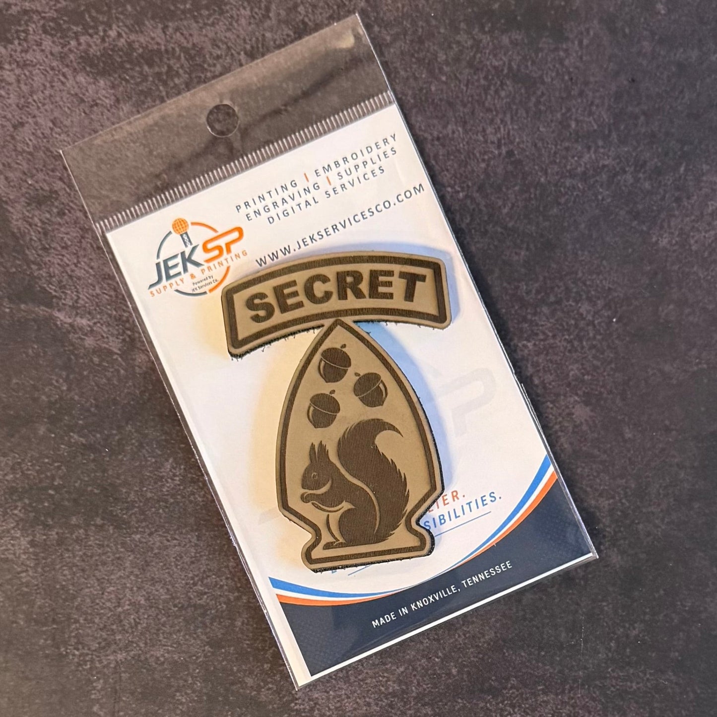 Secret Squirrel Military Division Funny Morale Patch, 2.2x3" | Made in USA | VELCRO® Brand Hook Backing - LoneStar Adhesive