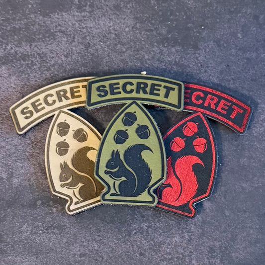 Secret Squirrel Military Division Funny Morale Patch, 2.2x3" | Made in USA | VELCRO® Brand Hook Backing - LoneStar Adhesive