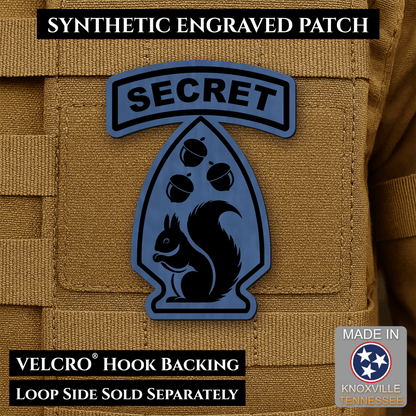 Secret Squirrel Military Division Funny Morale Patch | Made in USA | VELCRO® Brand Hook Backing - LoneStar Adhesive