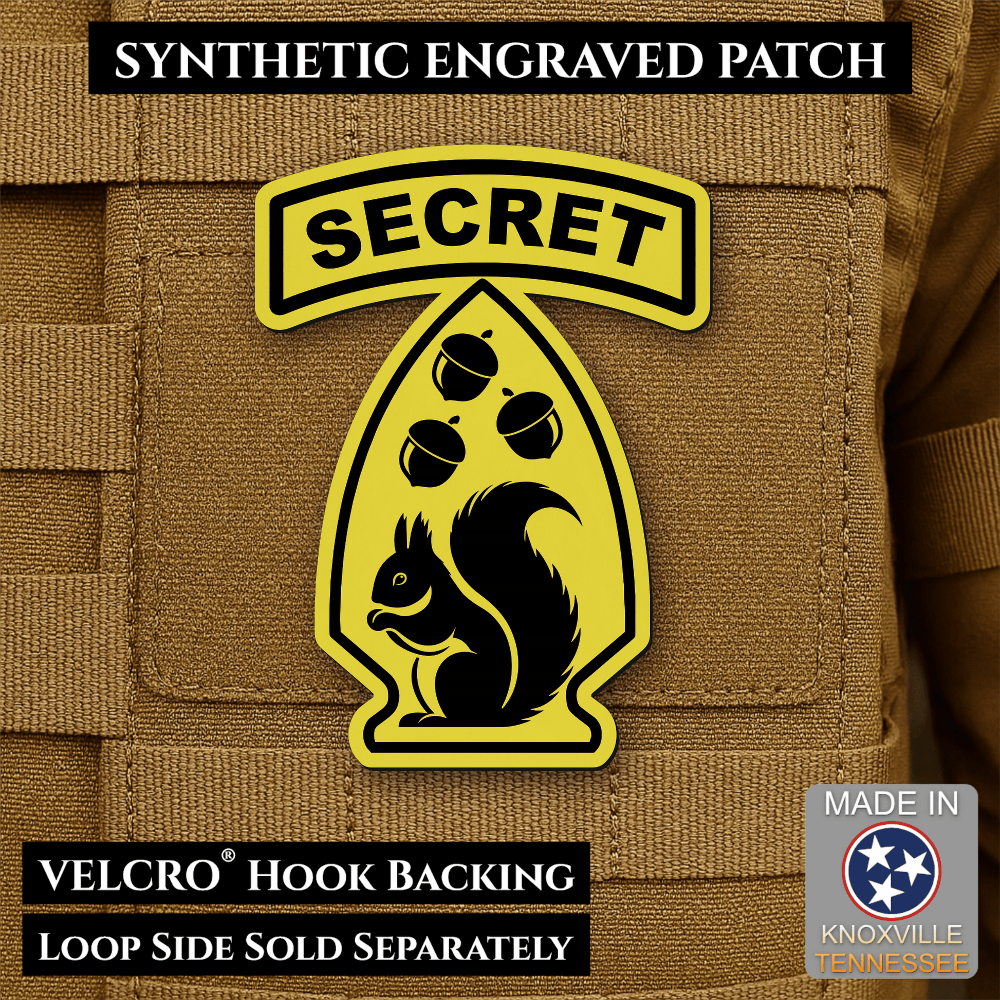 Secret Squirrel Military Division Funny Morale Patch | Made in USA | VELCRO® Brand Hook Backing - LoneStar Adhesive