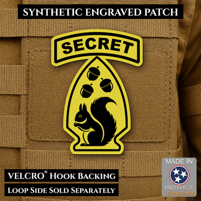 Secret Squirrel Military Division Funny Morale Patch | Made in USA | VELCRO® Brand Hook Backing - LoneStar Adhesive