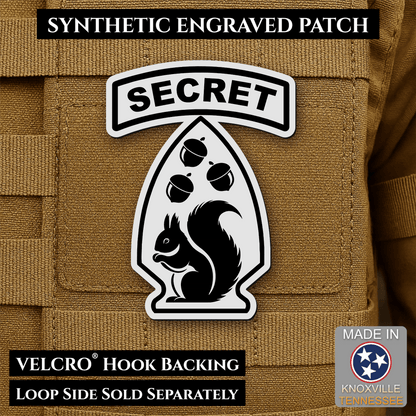 Secret Squirrel Military Division Funny Morale Patch | Made in USA | VELCRO® Brand Hook Backing - LoneStar Adhesive