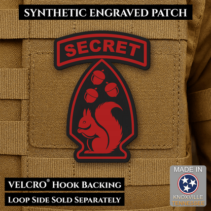 Secret Squirrel Military Division Funny Morale Patch | Made in USA | VELCRO® Brand Hook Backing - LoneStar Adhesive