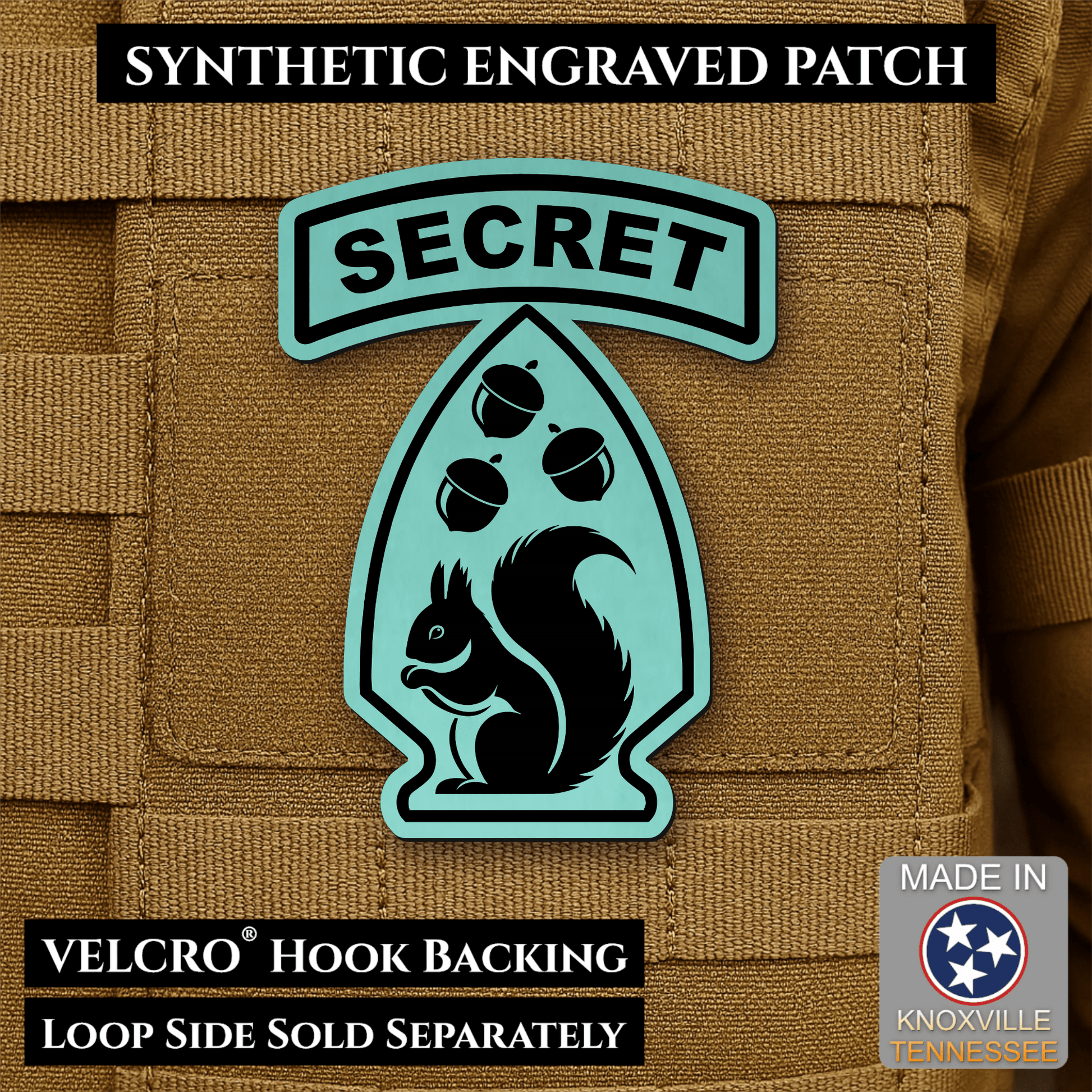 Secret Squirrel Military Division Funny Morale Patch | Made in USA | VELCRO® Brand Hook Backing - LoneStar Adhesive