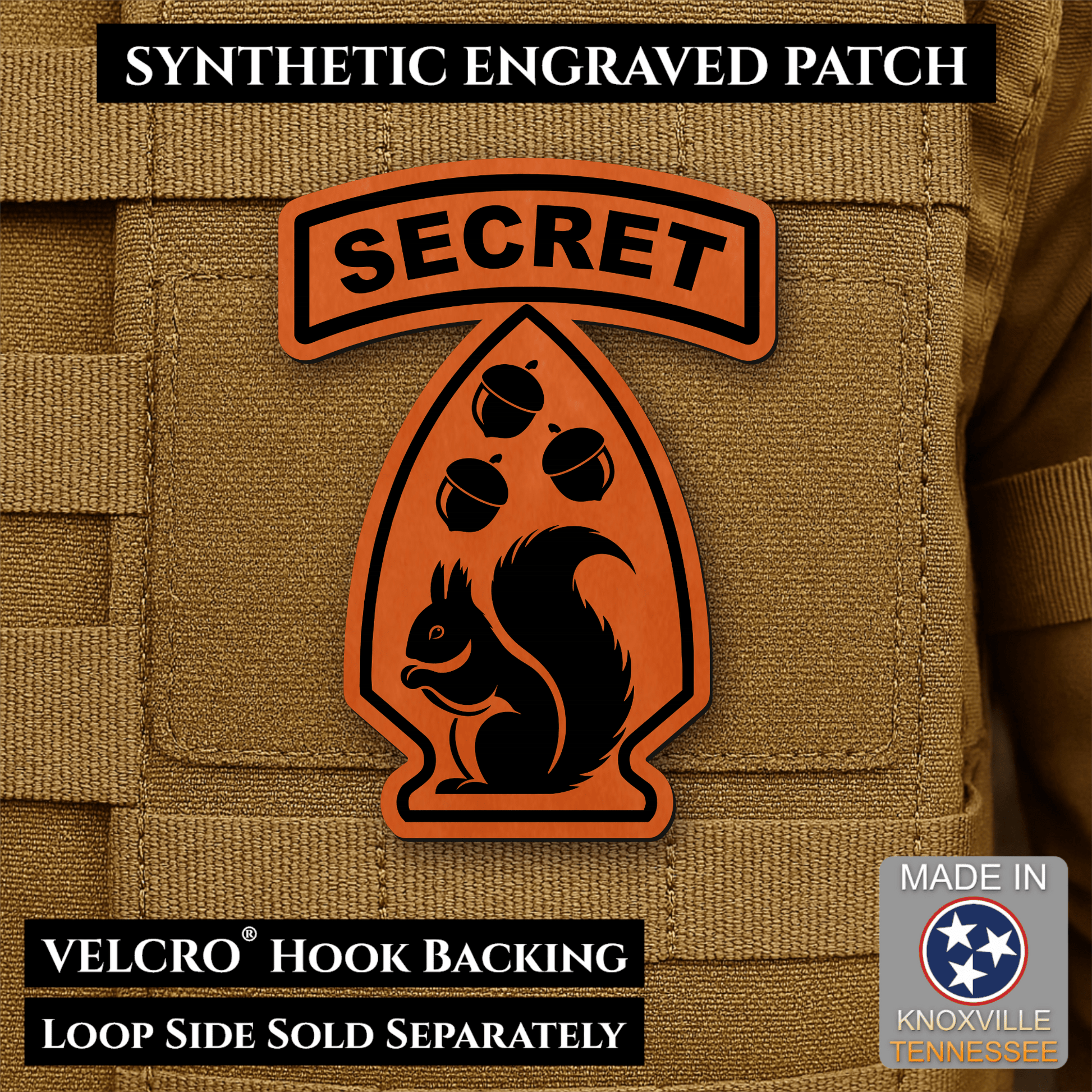 Secret Squirrel Military Division Funny Morale Patch | Made in USA | VELCRO® Brand Hook Backing - LoneStar Adhesive