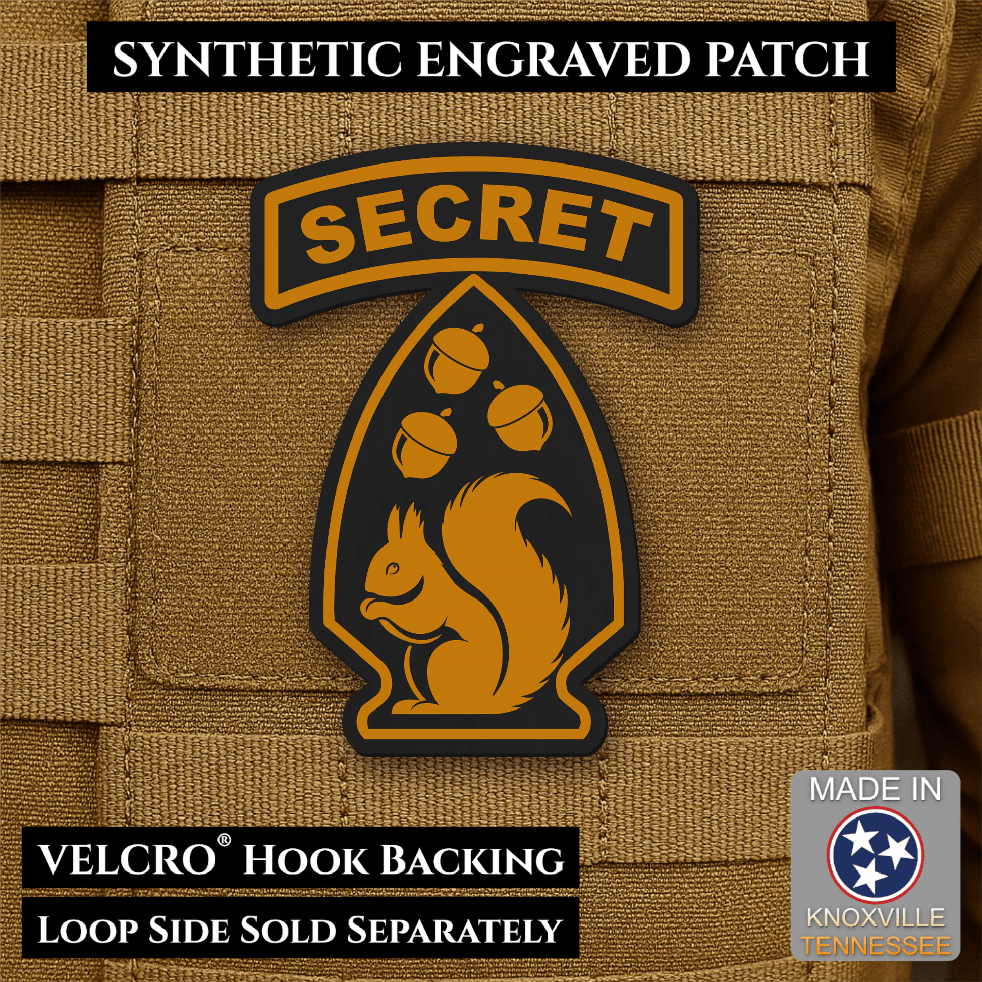 Secret Squirrel Military Division Funny Morale Patch | Made in USA | VELCRO® Brand Hook Backing - LoneStar Adhesive
