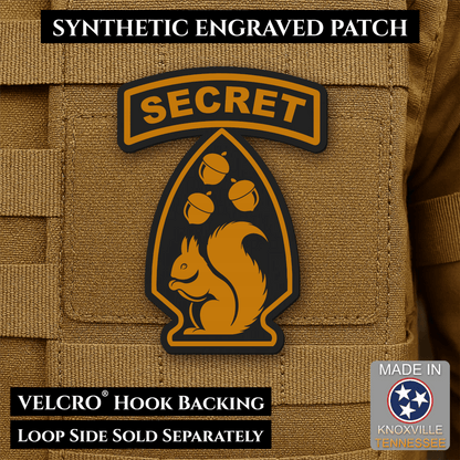 Secret Squirrel Military Division Funny Morale Patch | Made in USA | VELCRO® Brand Hook Backing - LoneStar Adhesive