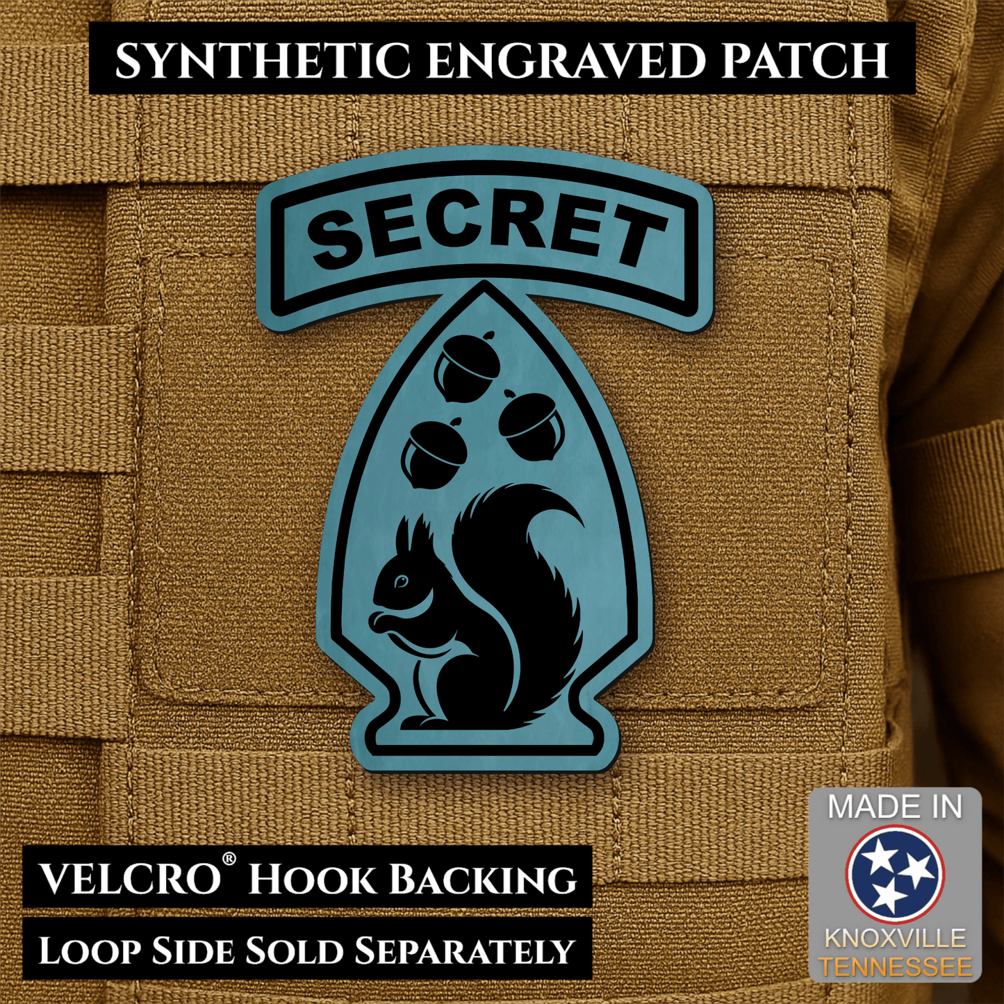 Secret Squirrel Military Division Funny Morale Patch | Made in USA | VELCRO® Brand Hook Backing - LoneStar Adhesive