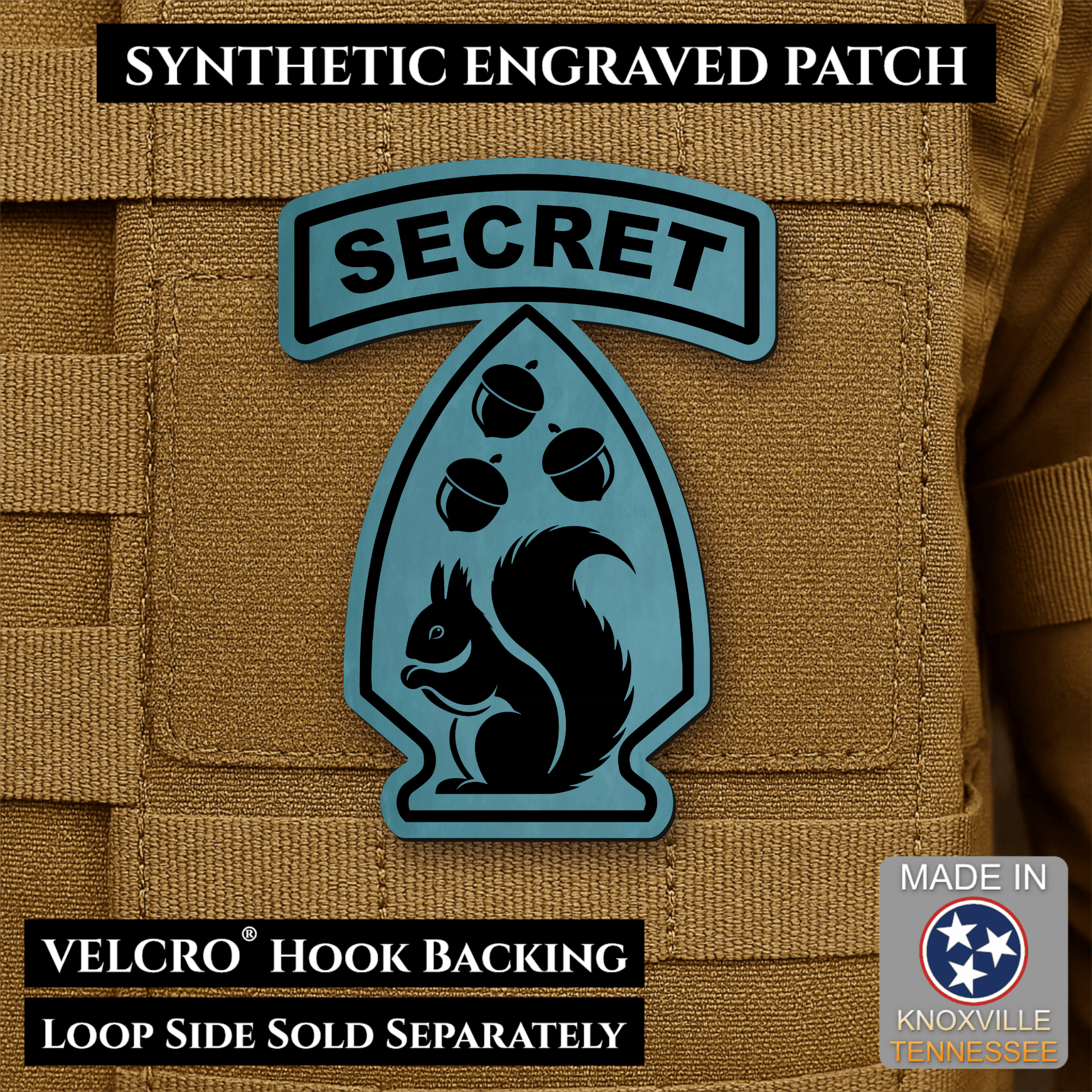 Secret Squirrel Military Division Funny Morale Patch | Made in USA | VELCRO® Brand Hook Backing - LoneStar Adhesive