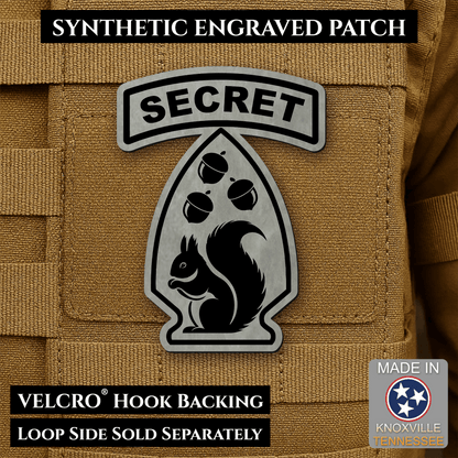 Secret Squirrel Military Division Funny Morale Patch | Made in USA | VELCRO® Brand Hook Backing - LoneStar Adhesive