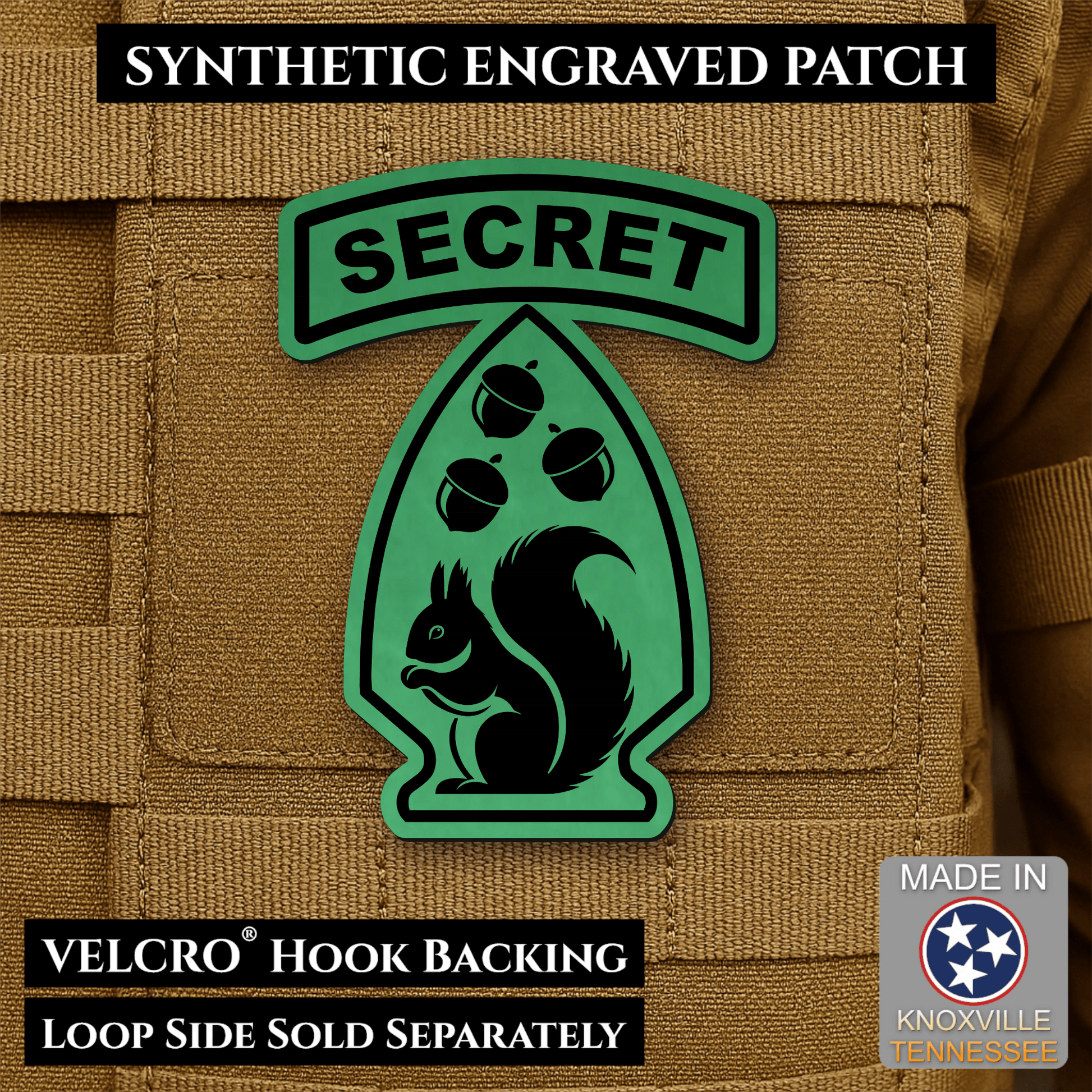 Secret Squirrel Military Division Funny Morale Patch | Made in USA | VELCRO® Brand Hook Backing - LoneStar Adhesive