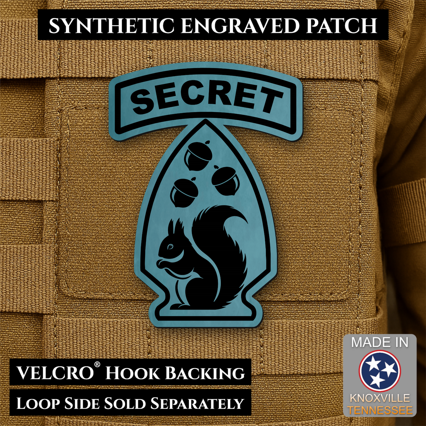 Secret Squirrel Military Division Funny Morale Patch, 2.2x3" | Made in USA | VELCRO® Brand Hook Backing